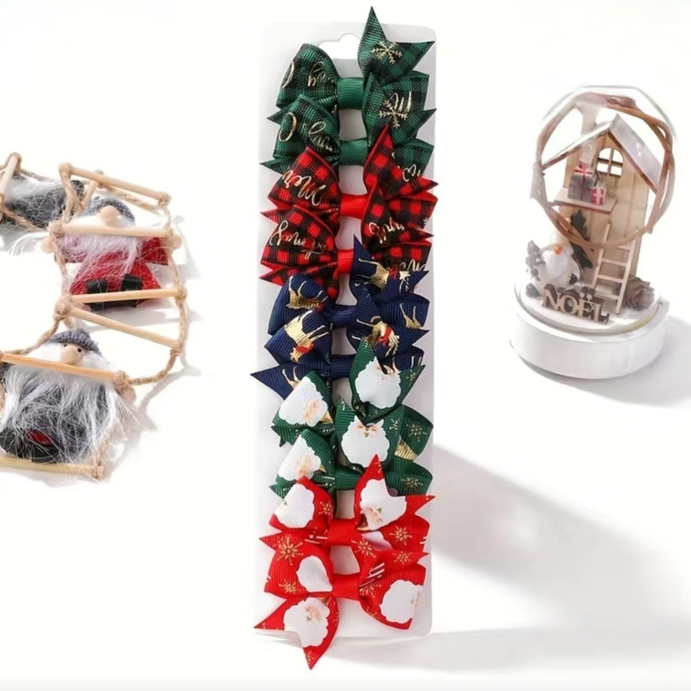 🎉5/$20 NWT 10 Piece Christmas Girl Hair Bows